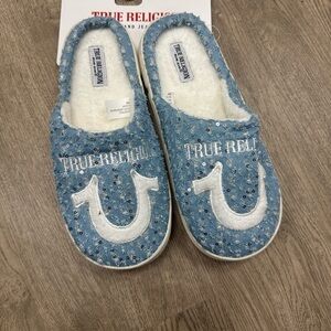 New True Religion Blue Sequin Women's Slippers